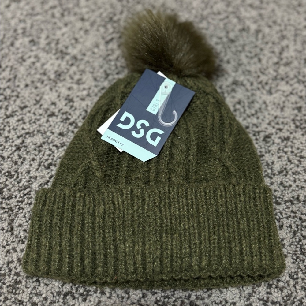 DSG Forest Green Knit Beanie with Pom